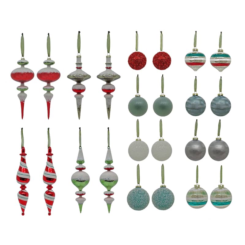 National Tree Company 11 in. HGTV Home Collection Nostalgic Traditions Ornaments, Multi-Colored, Set of 24 - 11 in