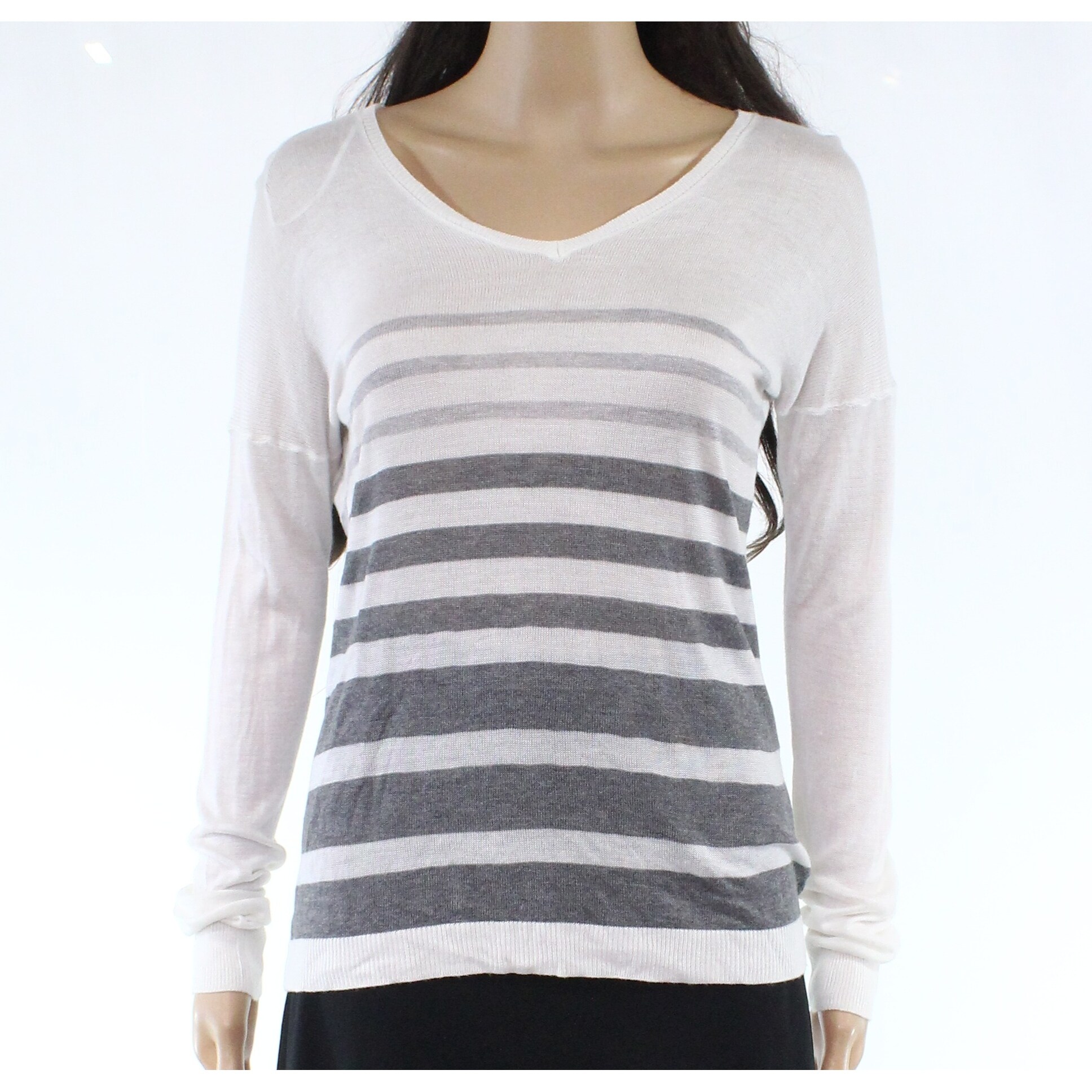 Shop Olive Oak Womens Sweater White Ivory Gray Size Xs V Neck