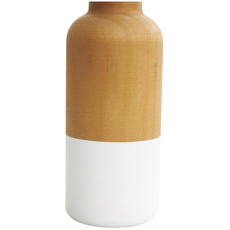 Wood Colorblock Decorative Vase with White or Black Bases - Set of 3 Brown - Roche River Decor