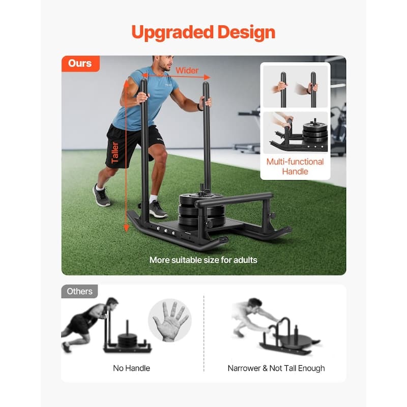 Steel Speed Training Sled with Adjustable Harness and Shoulder Straps for Strength Workouts - 40.6” x 26” x 40.9”
