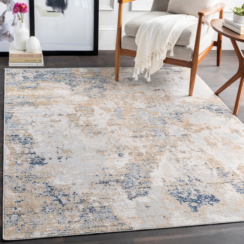 The Gray Barn Singing Prairie Modern Area Rug - 6'9" x 9'6" - Blue/Tan