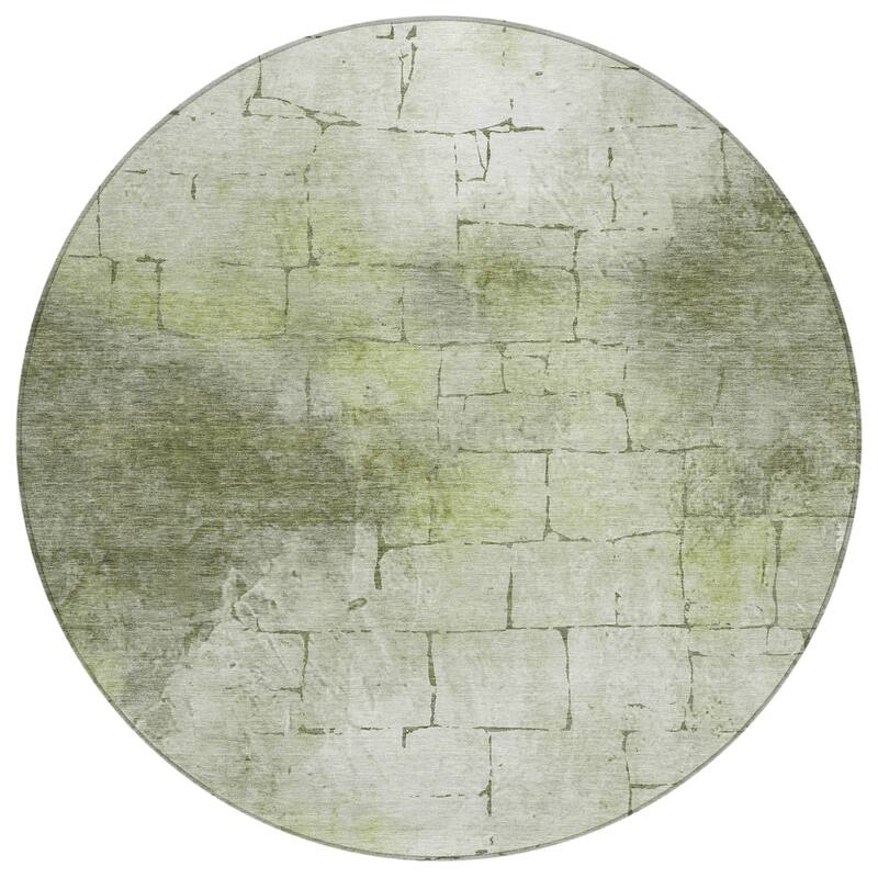 Machine Washable Indoor/Outdoor Vintage Bricks Chantille Rug