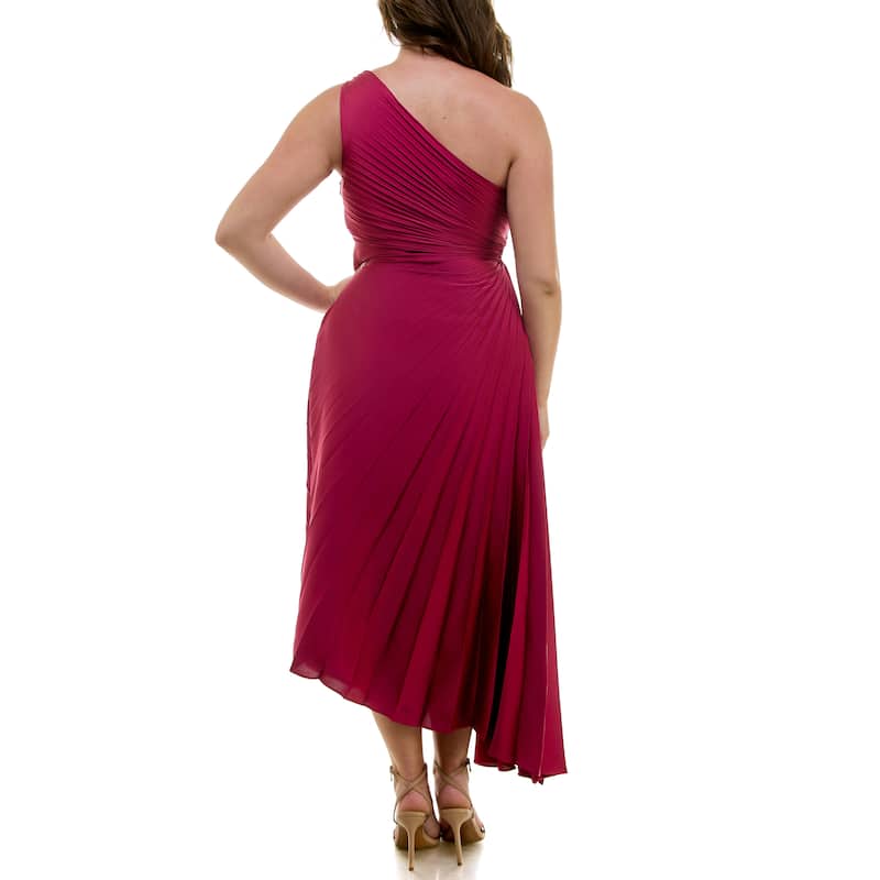 Nicole Miller Pleated One Shoulder Dress