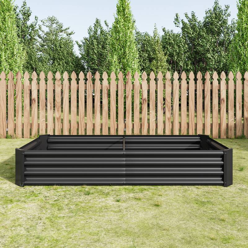 GDFStudio - Large Oval Metal Raised Garden Bed for Vegetables, Flowers, and Plants, Outdoor Backyard Planter Box