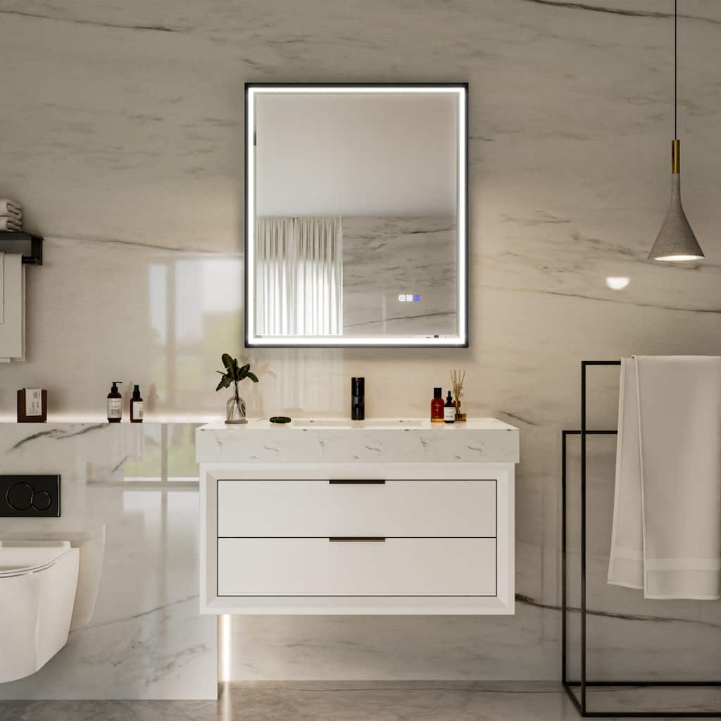 Modland 30" x 36" LED Bathroom Mirror Dimmable Lighted Bathroom Mirror with Memory Function Touch Control - 30x36