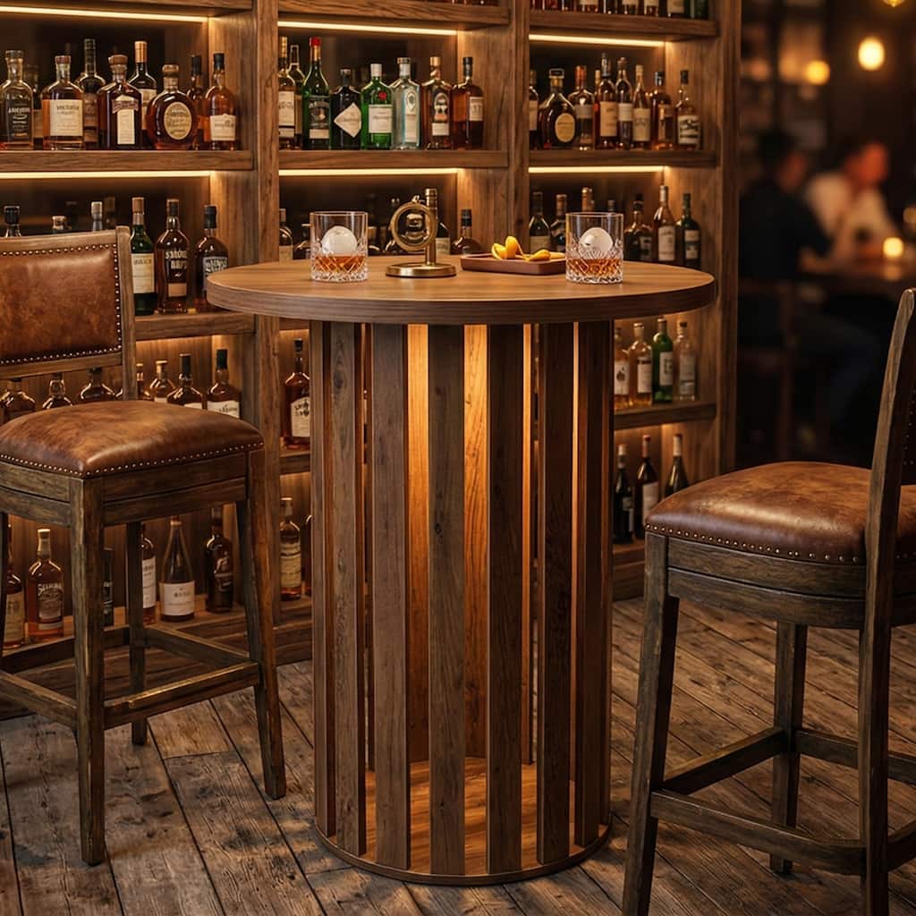 37.4 Inch High Round Bar Table, Bistro Pub Table for Home Bar, Dining Room, Party, Cocktail, Living Room