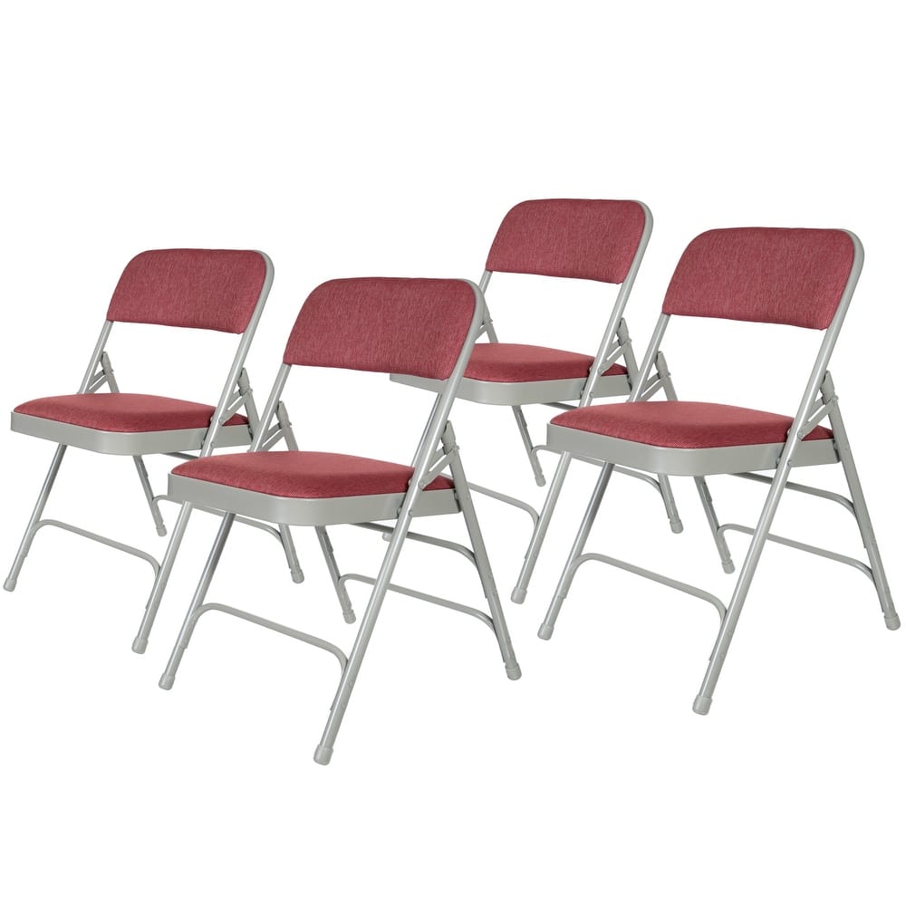 Hampden Furnishings Bernadine Collection Fabric Triple Brace Folding Chair, Pack of 4