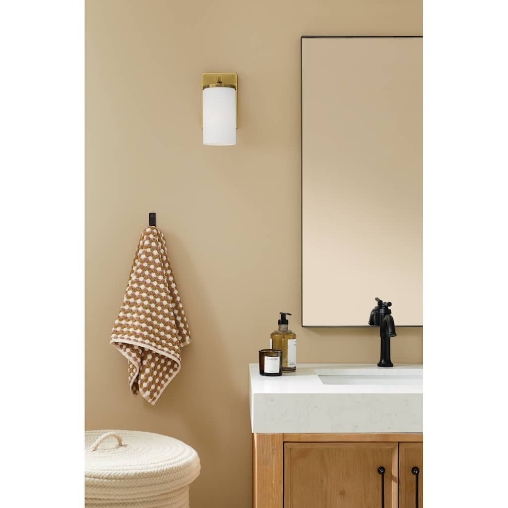 Kichler Lighting Crosby 1-Light Natural Brass Wall Sconce with Etched Glass
