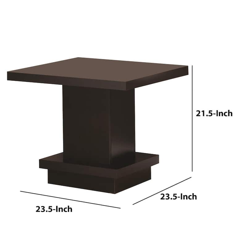 23.5 in. Brown Rectangle Wood End Table with Pedestal Base
