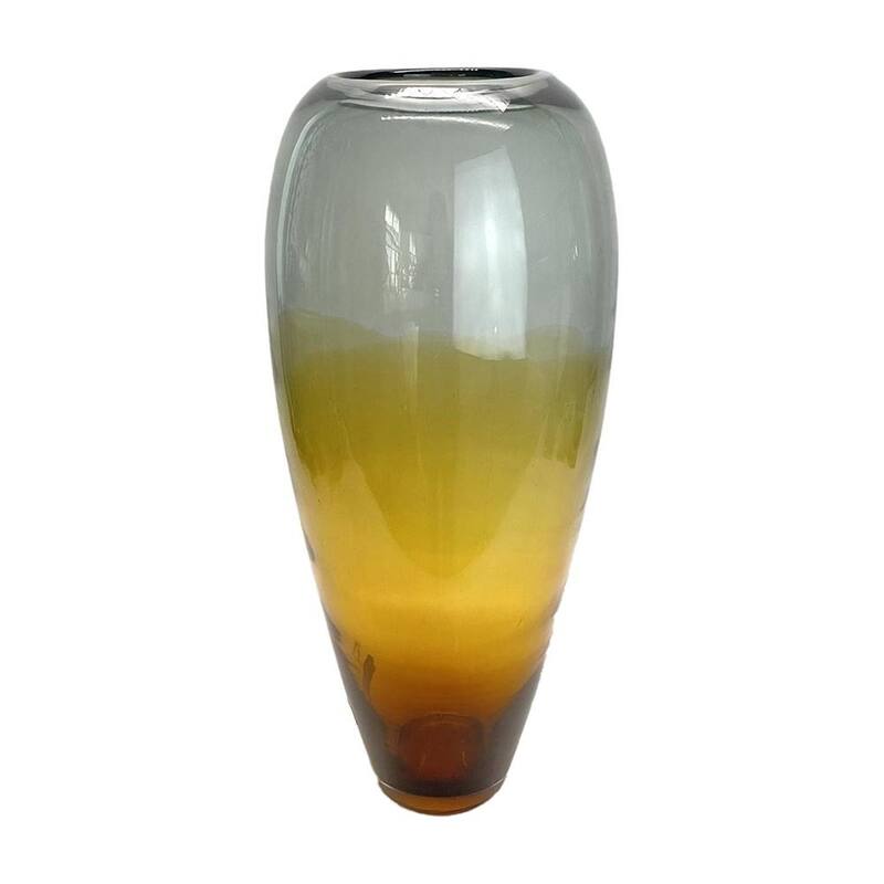 19" Clear And Brown Ombre Glass Table Vase - 8.30