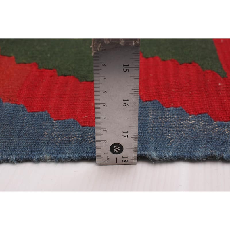 ECARPETGALLERY Flat-Weave Bold and Colorful Red Wool Kilim - 6'2 x 8'1