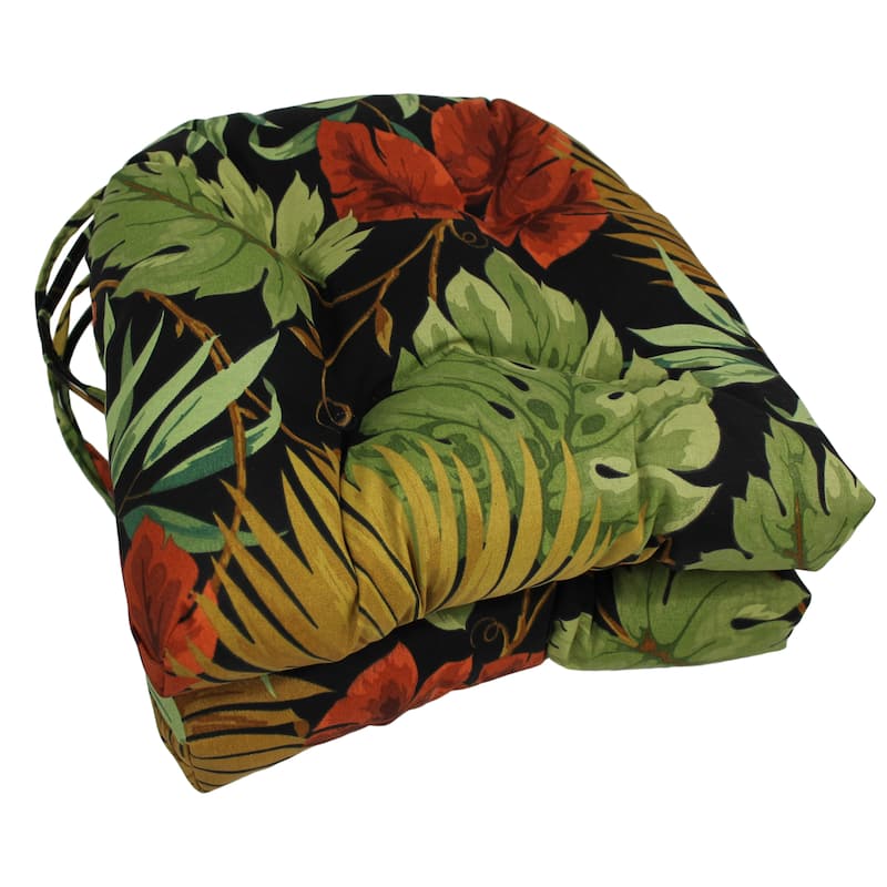 16-inch Rounded Back Tufted Indoor/ Outdoor Chair Cushions (Set of 2) - 16"