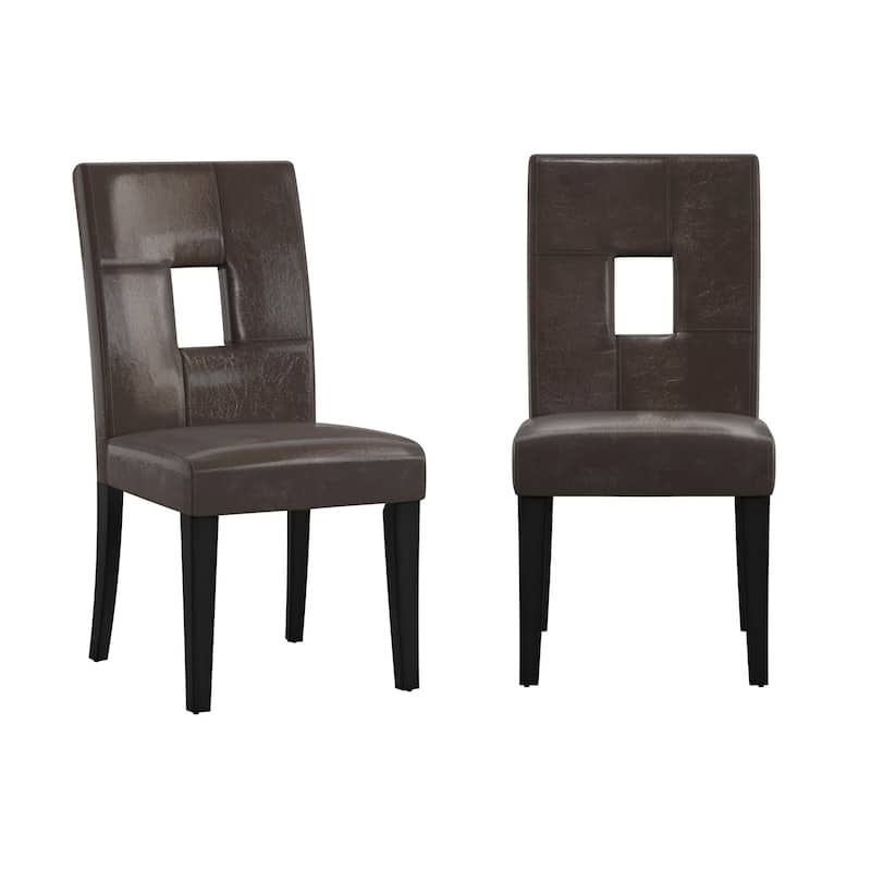 Brda Keyhole Back Dining Chairs (Set of 2) - Dining Chair - Dark Brown Faux Leather
