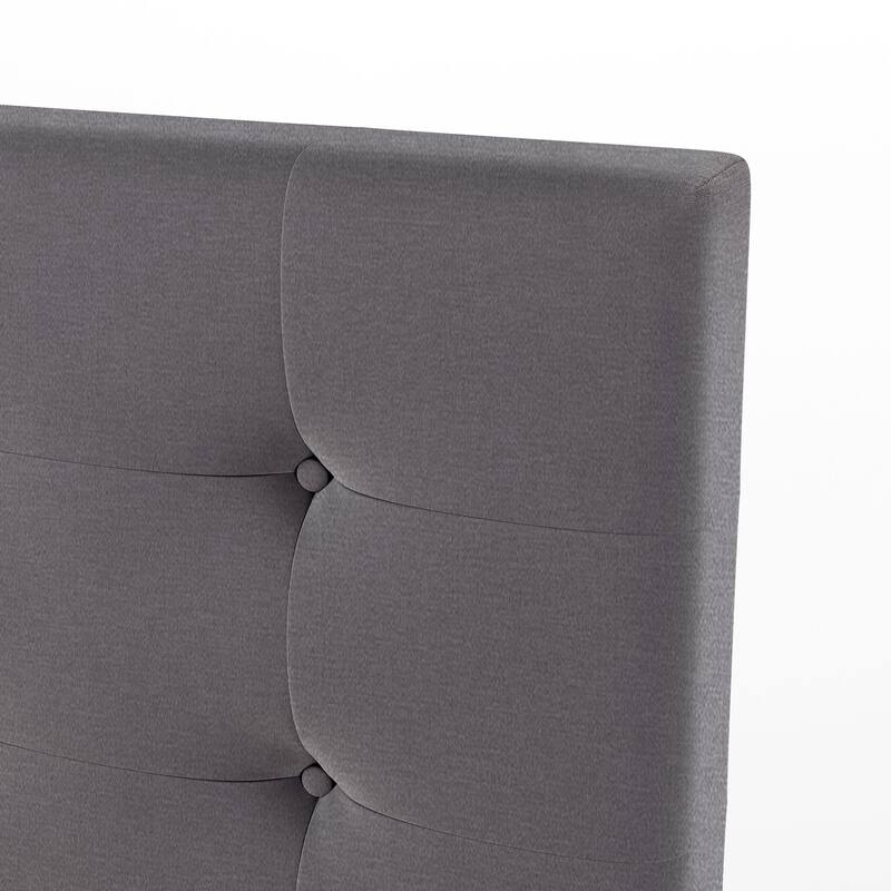 Upholstered Platform Bed with Classic Headboard and 4 Drawers, No Box Spring Needed, Linen Fabric, Queen Size