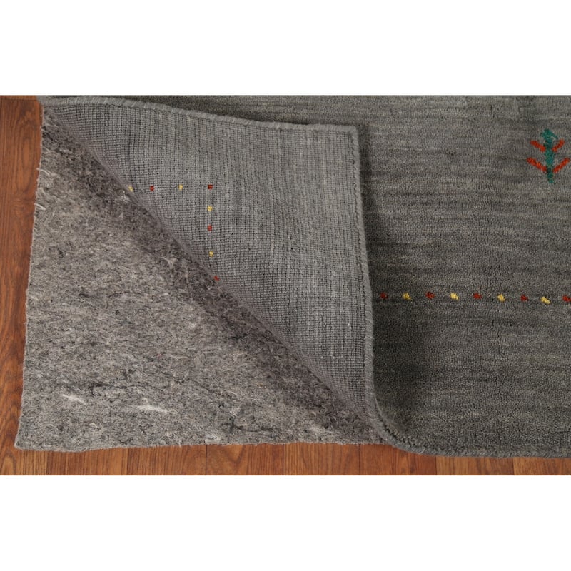 Tribal Gray Gabbeh Indian Area Rug Handmade Wool Carpet - 3'11"x 6'1"