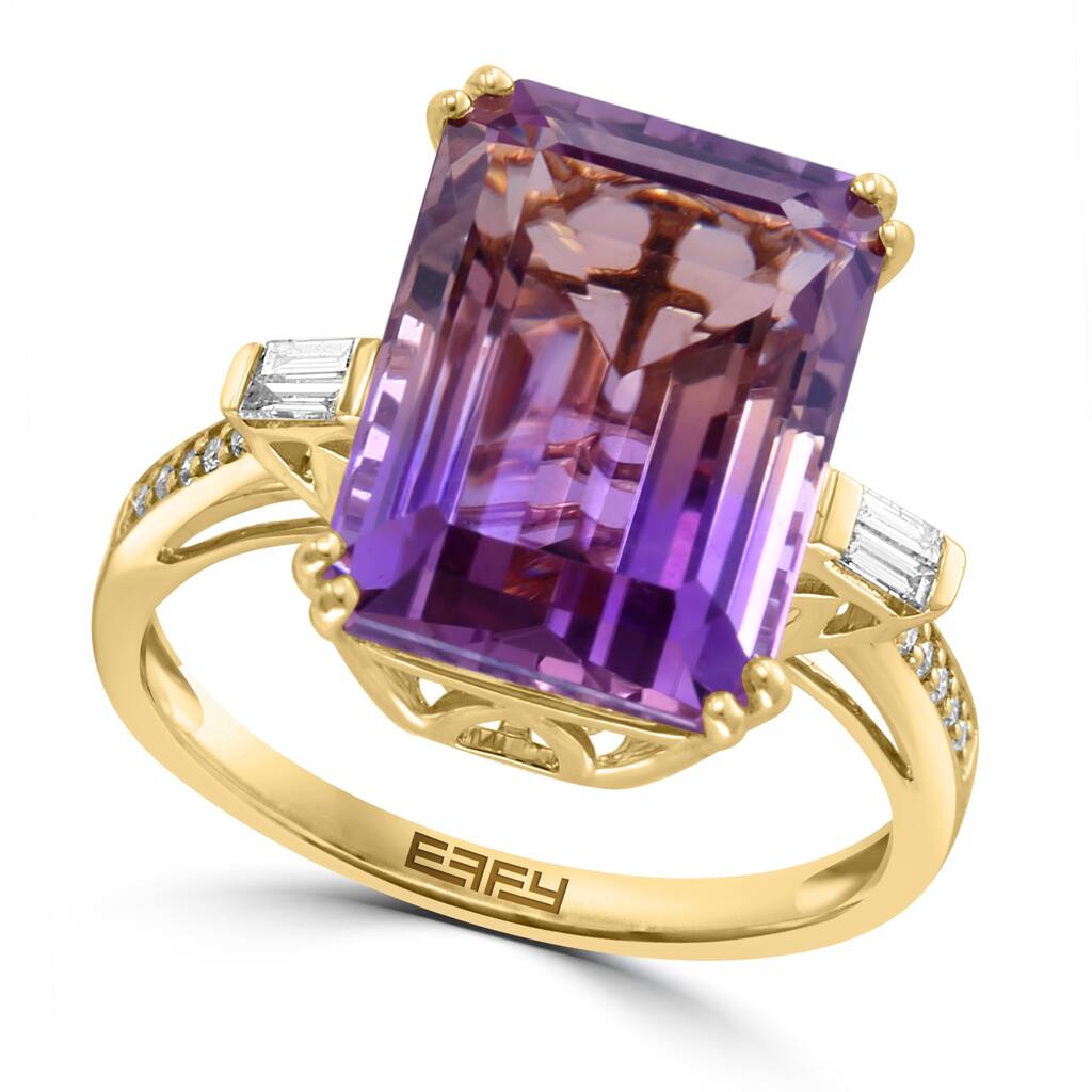 EFFY 14K Gold Diamond,Emerald Cut Ametrine Ring