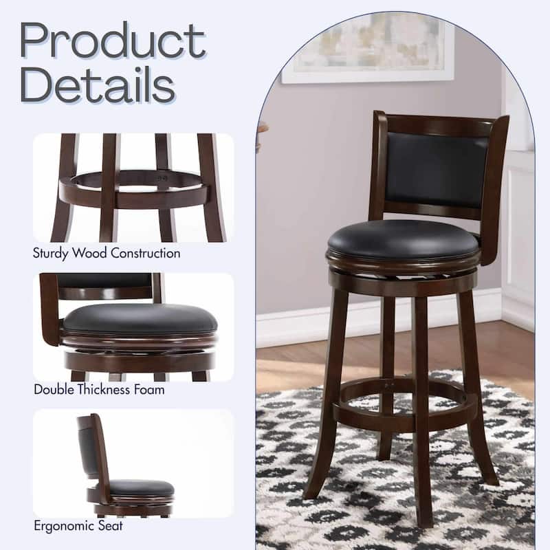Augusta Wood Indoor Swivel Barstool