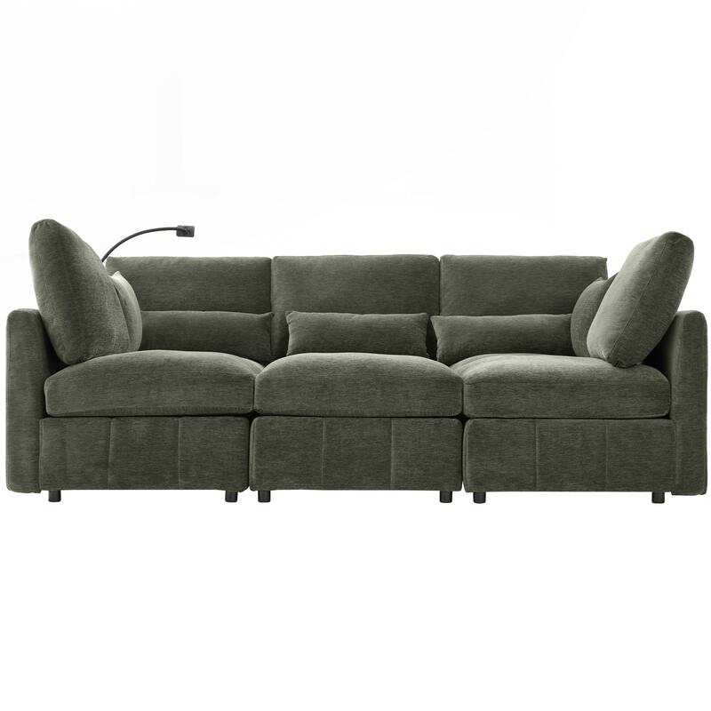 Modern Sectional Sofa Modular Sofa 85.4" U-shaped Sofa Couch Sofa Bed L-shaped Sofa with a Movable Ottoman