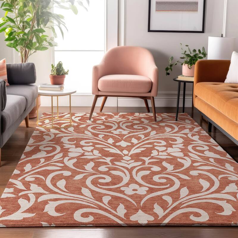 Premium Washable Super Soft Floral Chic Mayfield Rug - Salmon - 2'6" x 3'10"