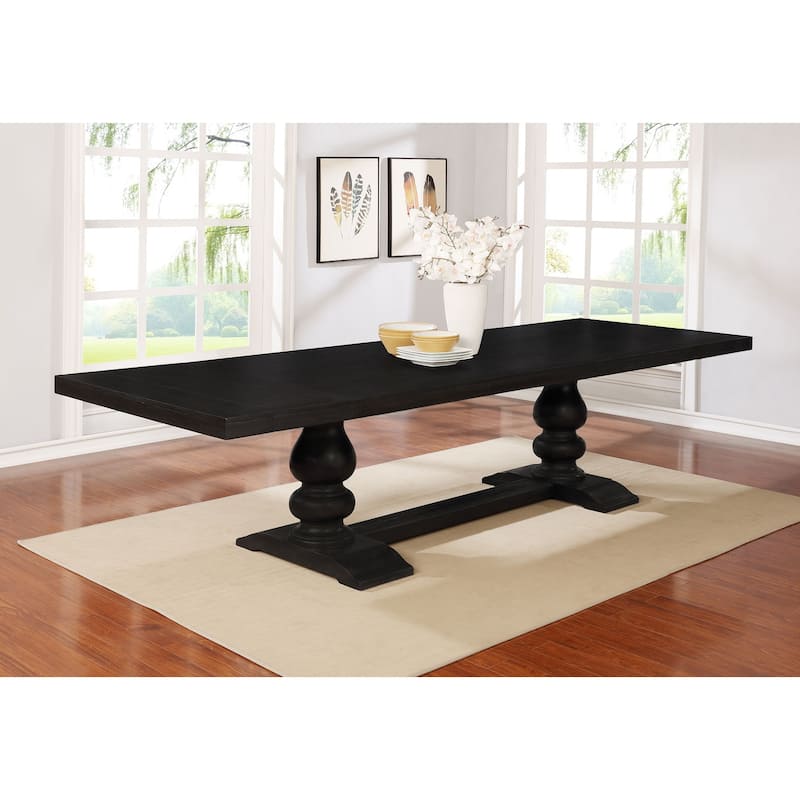 Phelps 123-inch Extension Leaf Dining Table Distressed Noir