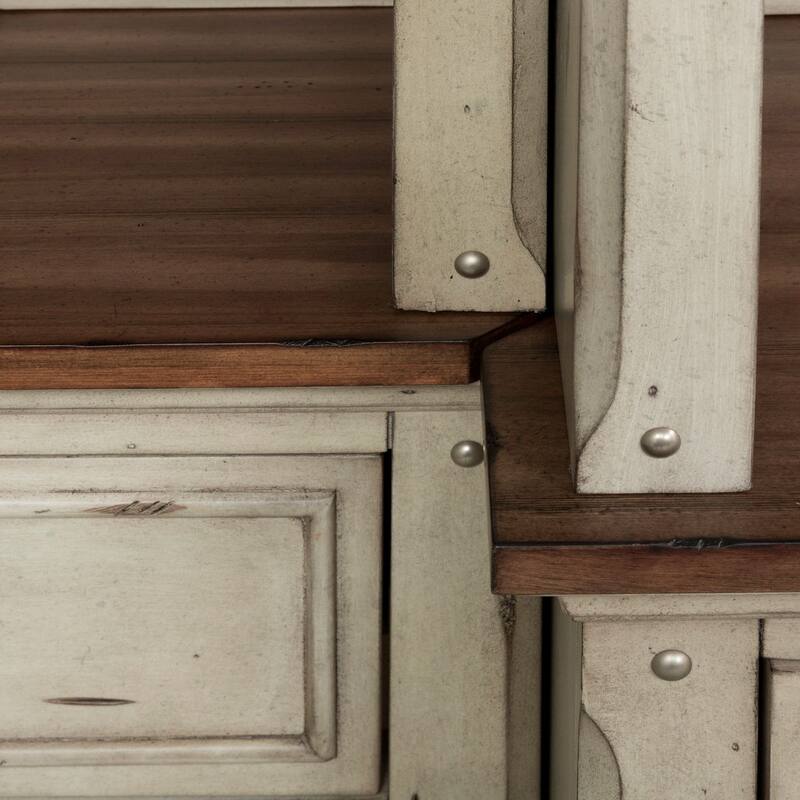 Morgan Creek Antique White Entertainment Center with Piers