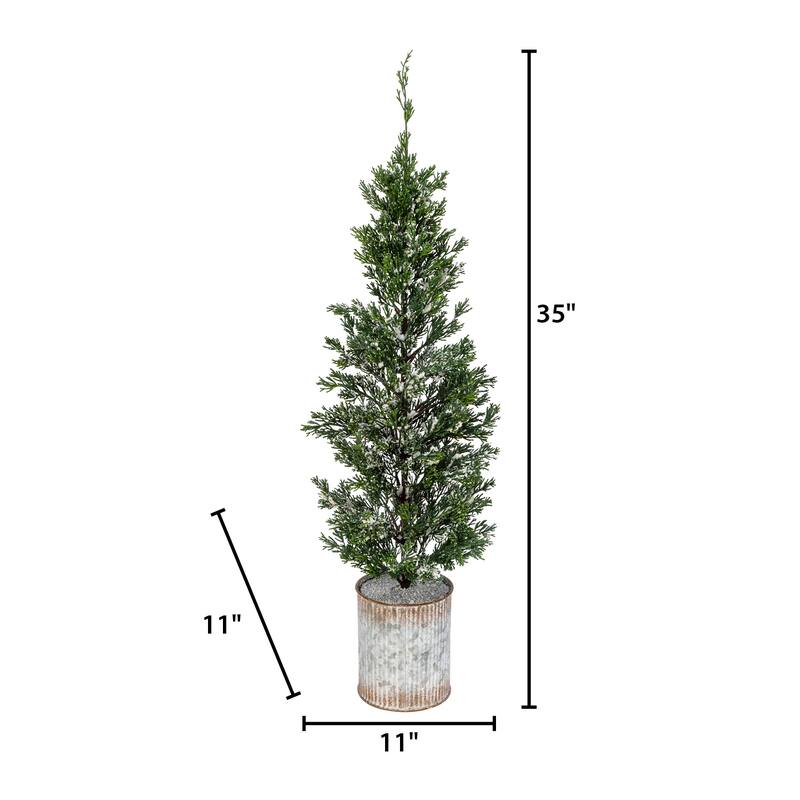35 in Snowy Pine Tree in a Tin Pot