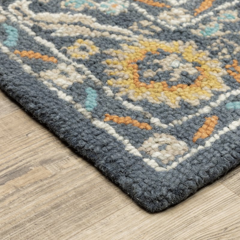Style Haven Sunnyside Floral Hand-tufted Wool Blue/ Gold Area Rug