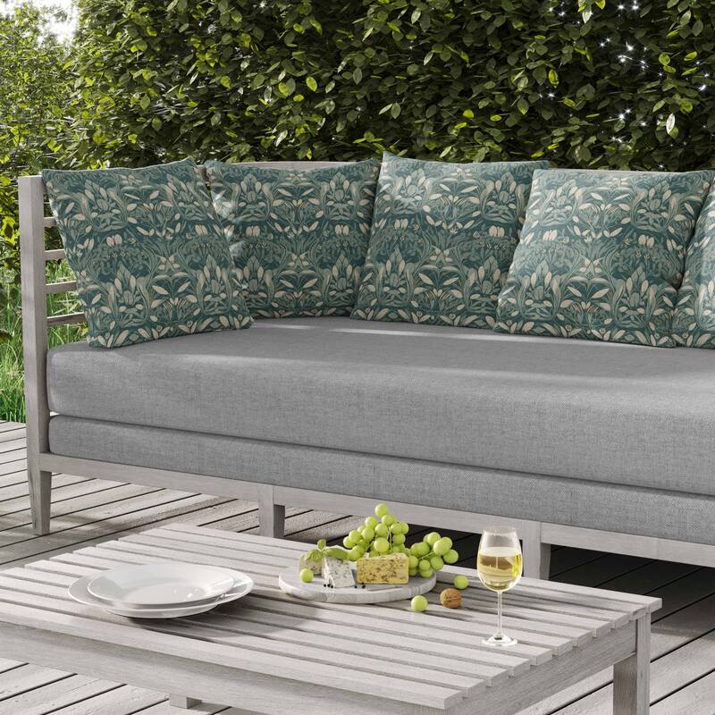 Petal Mirage Indoor/Outdoor Reversible Throw Pillow Green and White