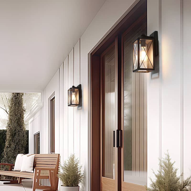 Bern Modern Matte Black Indoor/Outdoor Wall Sconces - L5" x W6.5" x H12"