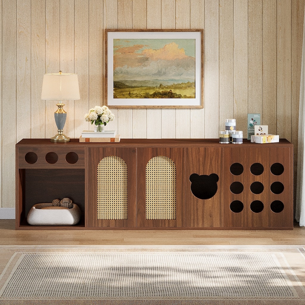 Extra Large TV Stand, 70.9'' TV Console Cabinet for 70/75/80 Inch TV, Entertainment Center with Storage Cabinets for Living Room