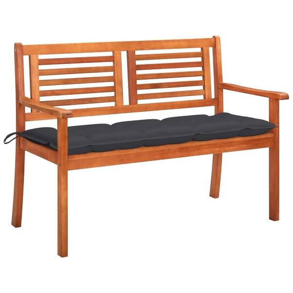 slide 2 of 12, vidaXL 2-Seater Patio Bench with Cushion 47.2" Solid Eucalyptus Wood - 47.2" x 23.6" x 35"