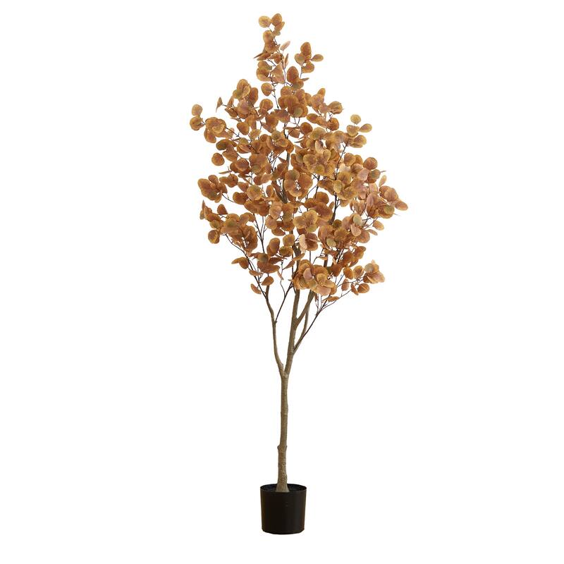 7' Artificial Autumn Fall Eucalyptus Tree