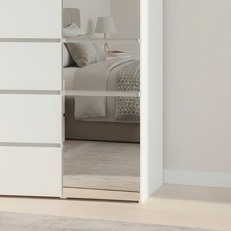 Elise Modular Wood Closet System with Mirror in White - 31.4"D x 17.72"W x 70.9"H