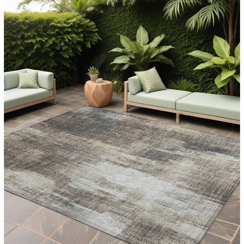 Calu Artistic Abstract Weather Resistant Classic Meets Modern Outdoor Rug - 8' X 10' - Multi