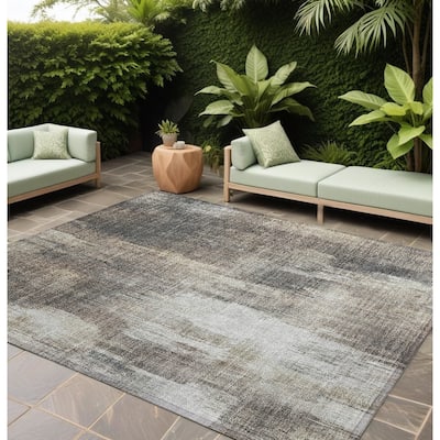 Calu Artistic Abstract Weather Resistant Classic Meets Modern Outdoor Rug
