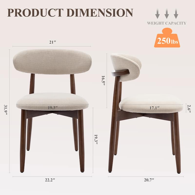 Modern Farmhouse Wooden Dining Chairs (Set of 2/4/6) – Upholstered Fabric Side Chairs with Floor Protectors