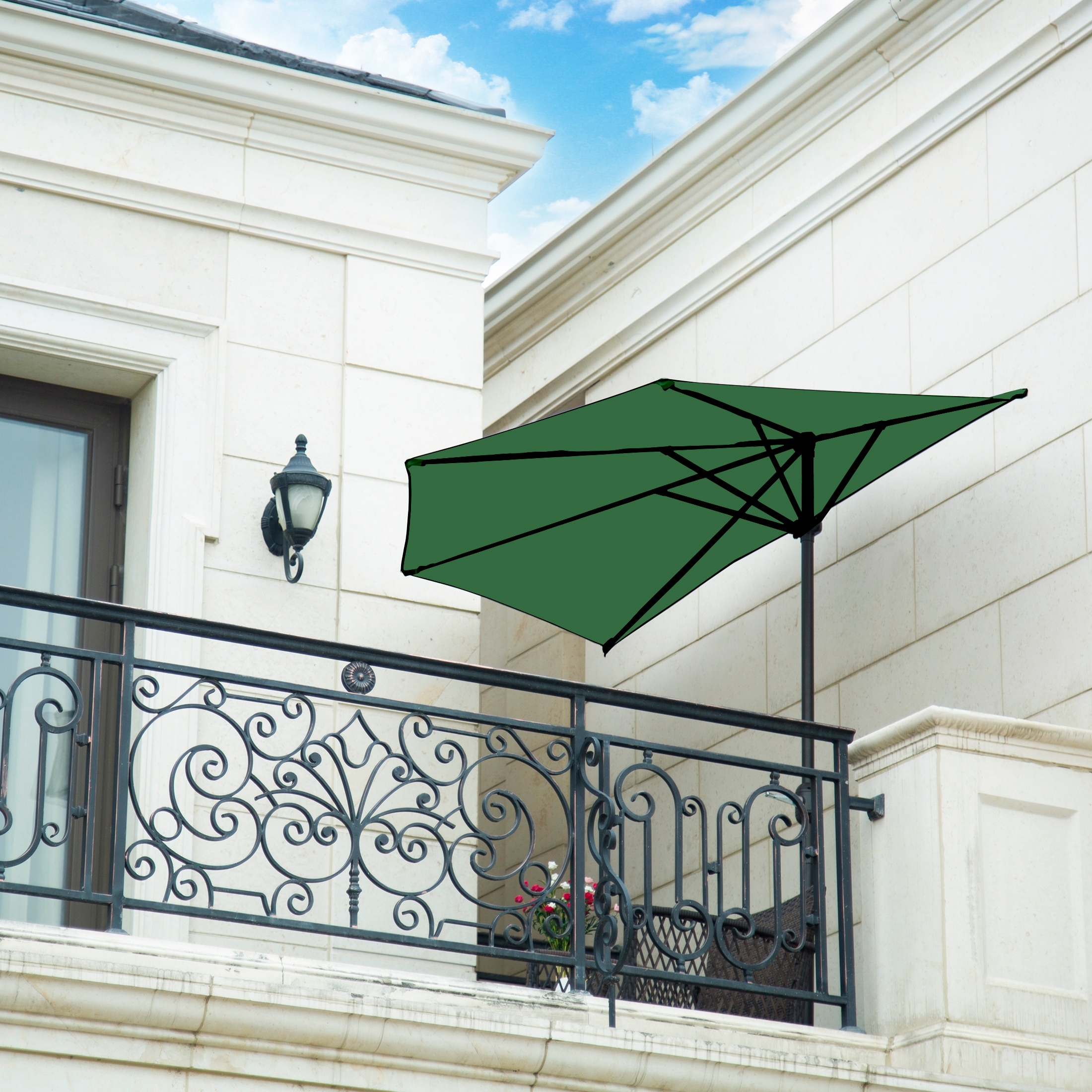 half patio umbrellas highest rated Umbrella - 9' It features a sturdy pole that fits in most tables or umbrella stands for superior value. Lanai Half Umbrella, 9' -