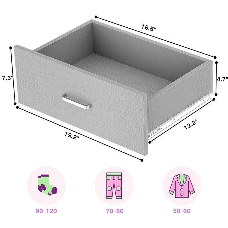 96'' Hanging Closet System with 3 Hanging Rod ＆ 3 Shelving Towers ＆ 2 Drawers,8FT Walk in Closet Organizer System