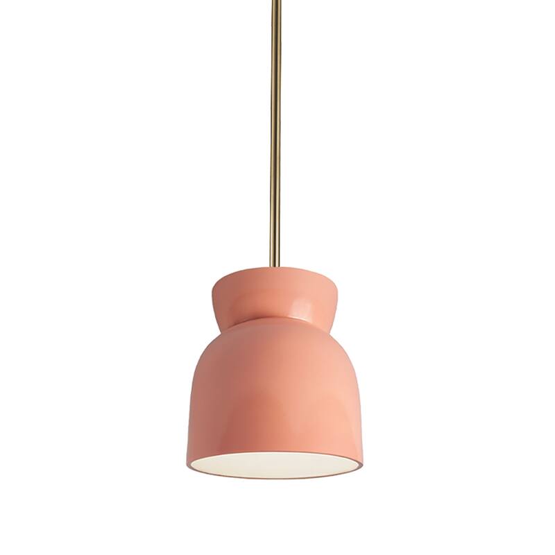 Justice Design Group Large Hourglass Pendant - Rigid Stem - Matte Black/Gloss Blush