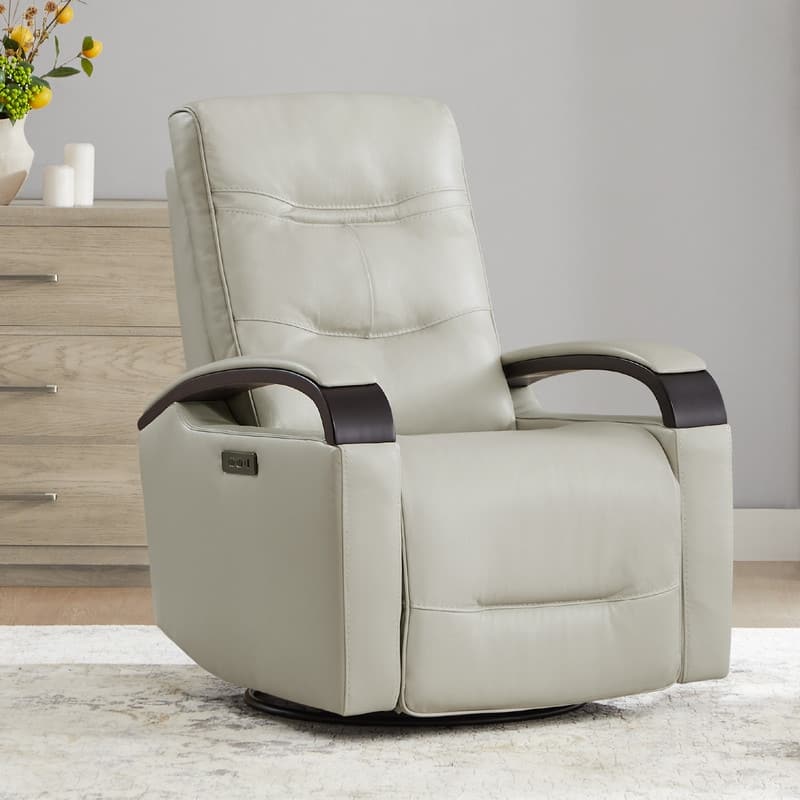 Spruce & Spring Regan Leather Power Recliner Swivel Glider Rocker with Power Headrest