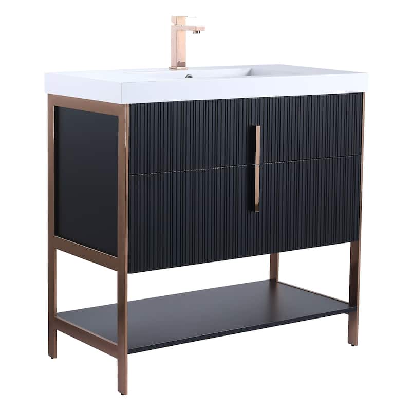Fine Fixtures Serenity Modern Bathroom Vanity with White Gel Acrylic Top
