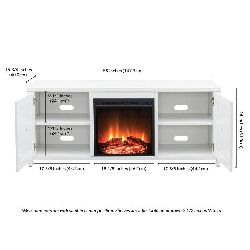 Granger 58" TV Stand with Log Fireplace Insert
