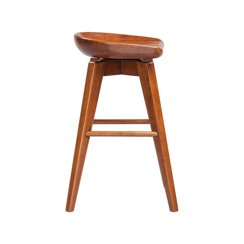 Bali Backless Wood Swivel Indoor Barstool - N/A