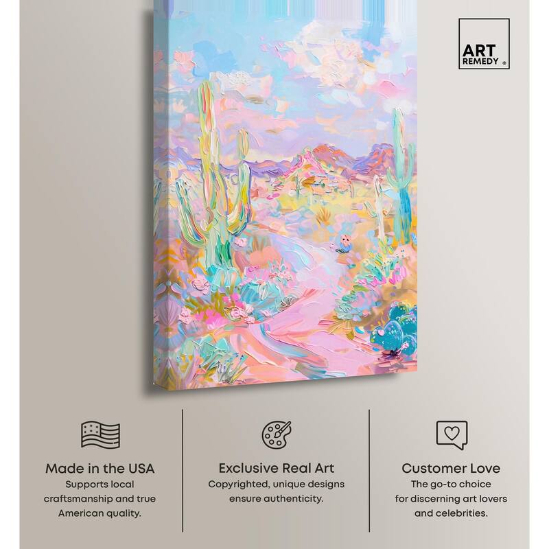 Pink and Teal Landscape Canvas by Art Remedy, Gallery Wrapped