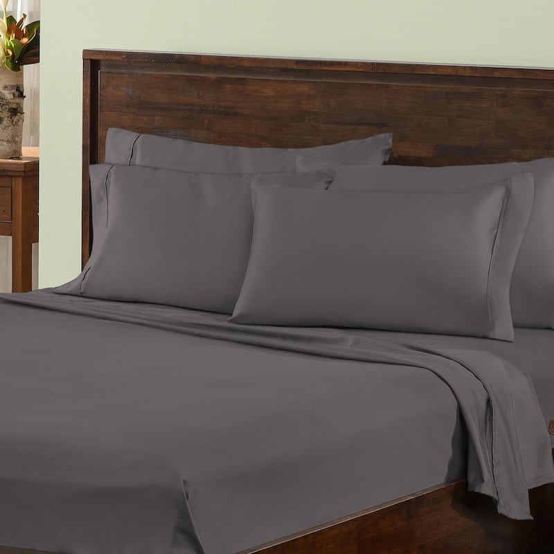 Cotton Blend 1000 Thread Count 6 Piece Sheet Set by Miranda Haus - Queen - Grey