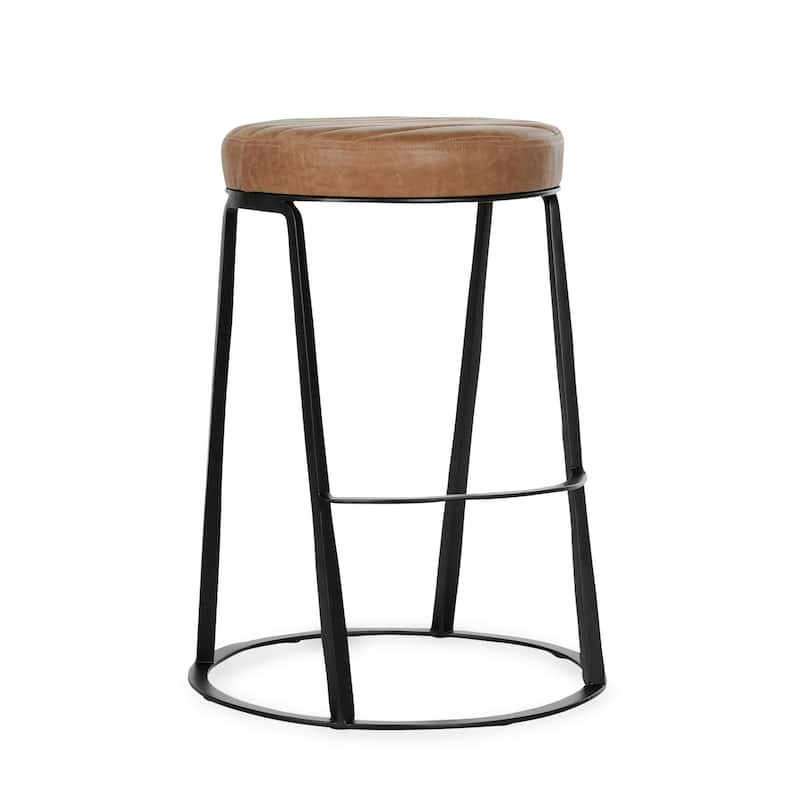 Classic Home Sawyer Leather Round Counter Stool
