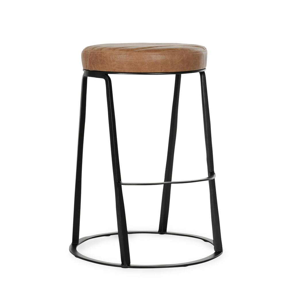 Classic Home Sawyer Leather Round Counter Stool