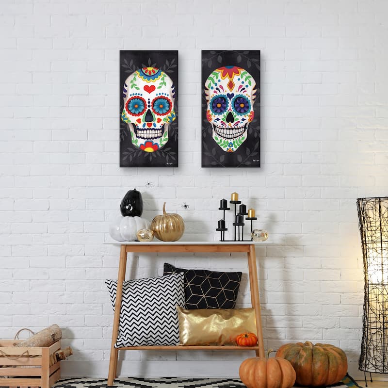 Sugar Skull II, III by Sheri Hart Canvas Art Print Set