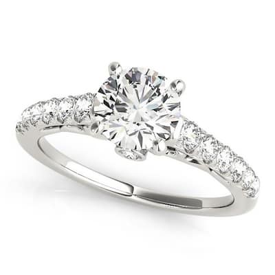 Auriya 14k Gold Classic 1/2 carat Moissanite and Diamond Engagement Ring 3/8ctw