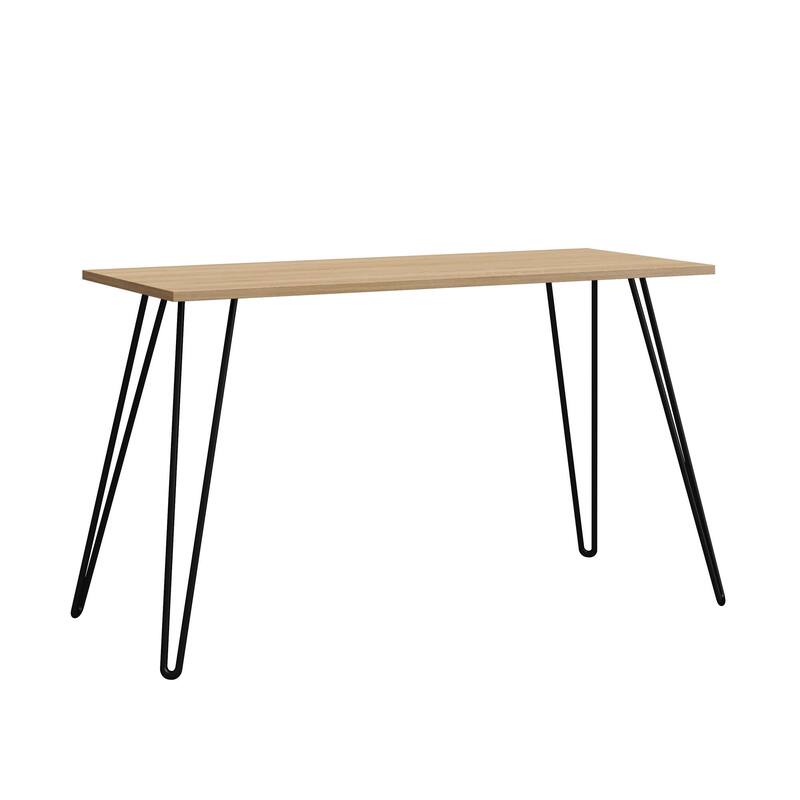 Writing Desk with Hairpin Legs Engineered Wood Top Minimalist Industrial Design